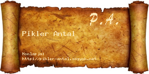 Pikler Antal névjegykártya